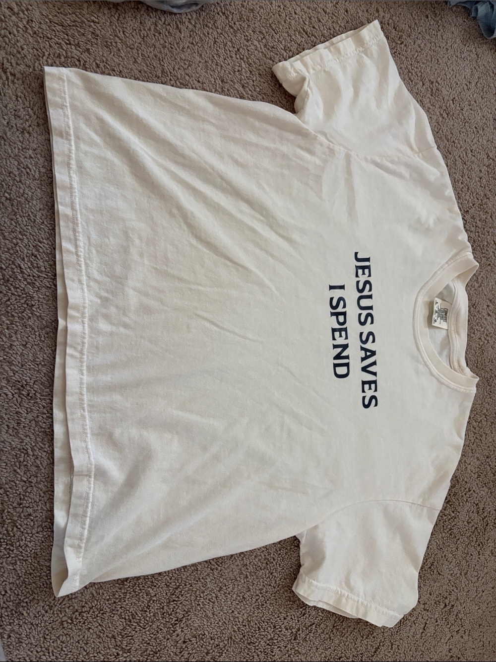 Comfort Colors Cream Tee 'JESUS SAVES I SPEND' Graphic